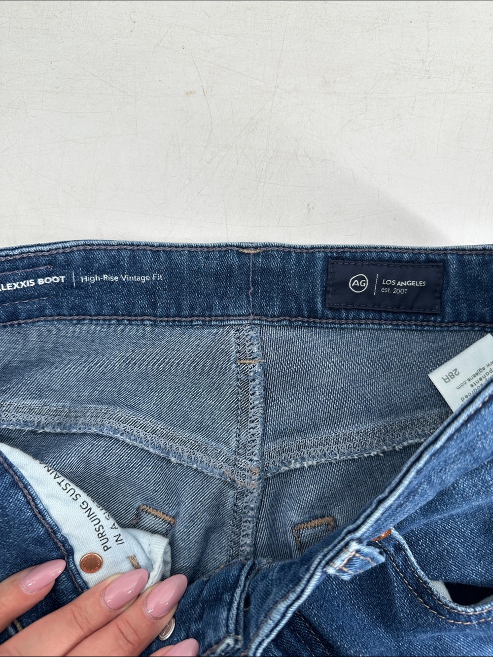 Ag Adriano Goldschmied High-Rise Vintage Fit Jeans Blue Denim alexiss boot sz 28 - Picture 6 of 13